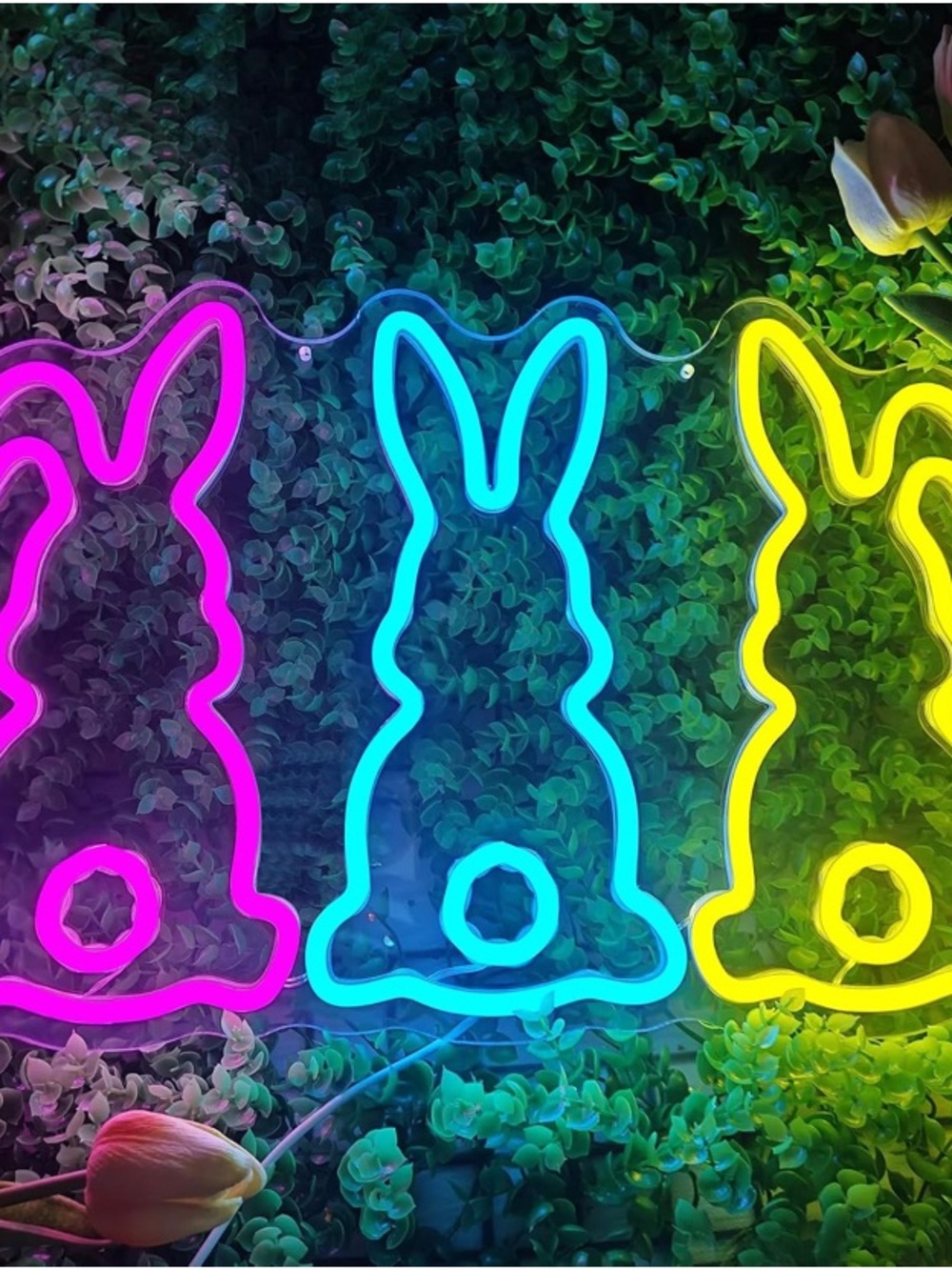 Neon Bunny LED Wall Light - Pink, Blue & Yellow Accent Glow